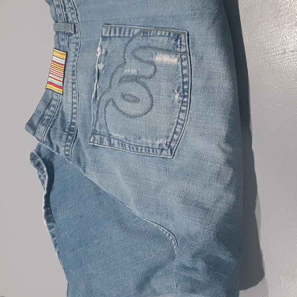 Mens Meezan vintage long shorts. Size 44. Light blue lightly distressed.